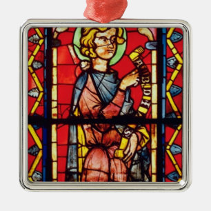 Ornement Carré Argenté Fenêtre dépeignant le prophète Obadiah, c.1270-