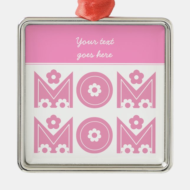 Ornement Carré Argenté Fête de la mère (Devant)