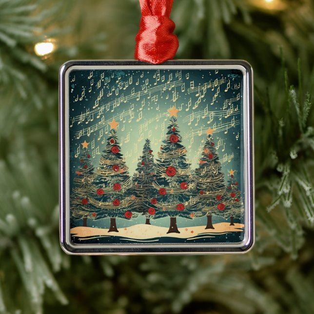 Ornement Carré Argenté Fête de l'arbre de Noël (Arbre)