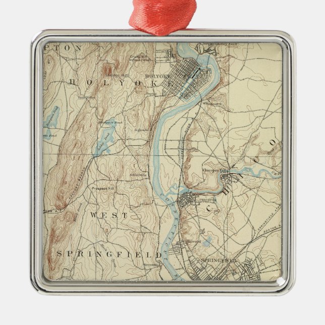 Ornement Carré Argenté Feuille de 4 Springfield (Devant)