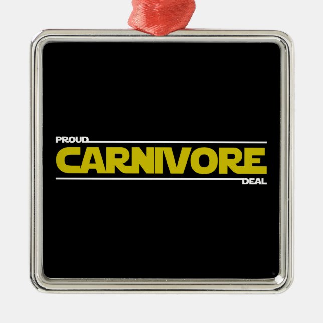 Ornement Carré Argenté Fier Carnivore. Deal. (Devant)