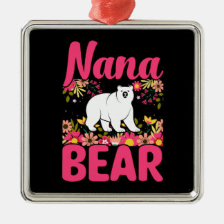 Ornement Carré Argenté Fière Nana Bear