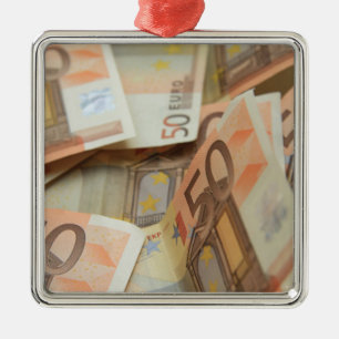 Ornement Carré Argenté Fifty Euro Money Art