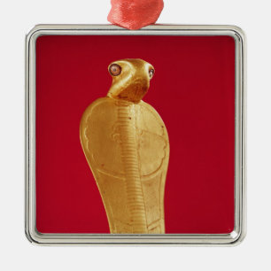 Ornement Carré Argenté Figure du cobra Netjer-Ankh