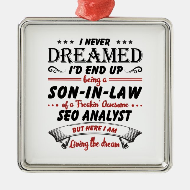 Ornement Carré Argenté Fils En Droit De L'Awesome Analyste SEO (Devant)