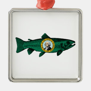 Ornement Carré Argenté Fish Washington State Truth