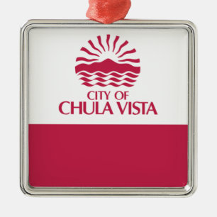 Ornement Carré Argenté Flag of Chula Vista (California)
