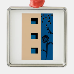 Ornement Carré Argenté Fleur de construction