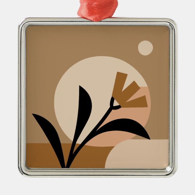 Ornement Carré Argenté Fleur Sun Boho (Devant)