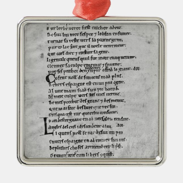 Ornement Carré Argenté Fol.43 'la chanson de Roland (Devant)