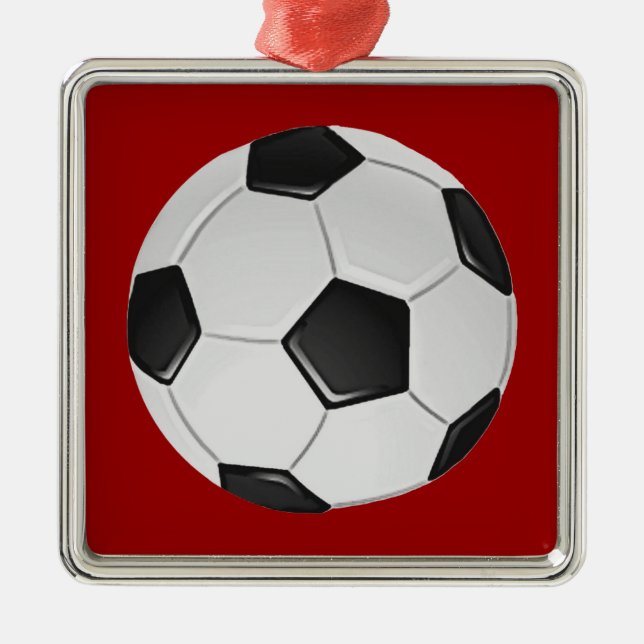 Ornement Carré Argenté Football américain de soccer ou d'association (Devant)