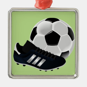 Ornement Carré Argenté Football / Thème football ballon