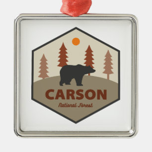 Ornement Carré Argenté Forêt nationale Carson Ours Nouveau-Mexique