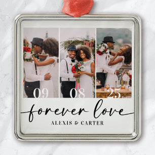 Ornement Carré Argenté Forever Love Mariage Photos Garder
