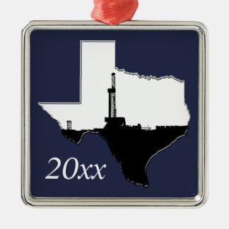 Ornement Carré Argenté Forme datée d'état du Texas de plate-forme de