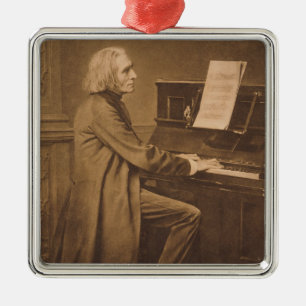 Ornement Carré Argenté Franz Liszt au piano
