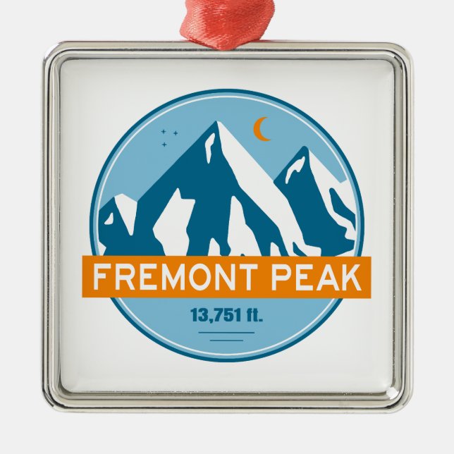 Ornement Carré Argenté Fremont Peak Wyoming Stars Lune (Devant)
