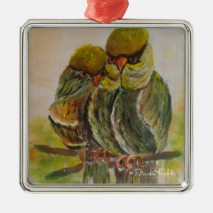 Ornement Carré Argenté Frida Kahlo a peint des oiseaux