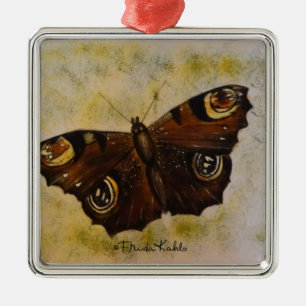 Ornement Carré Argenté Frida Kahlo a peint le papillon