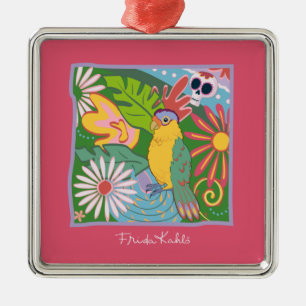 Ornement Carré Argenté Frida Kahlo Parrot Graphic
