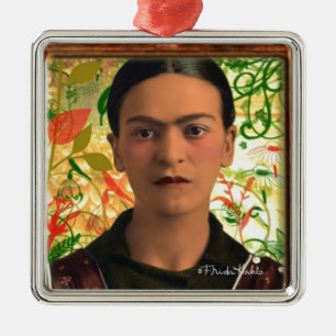 Ornement Carré Argenté Frida Kahlo Reflejando