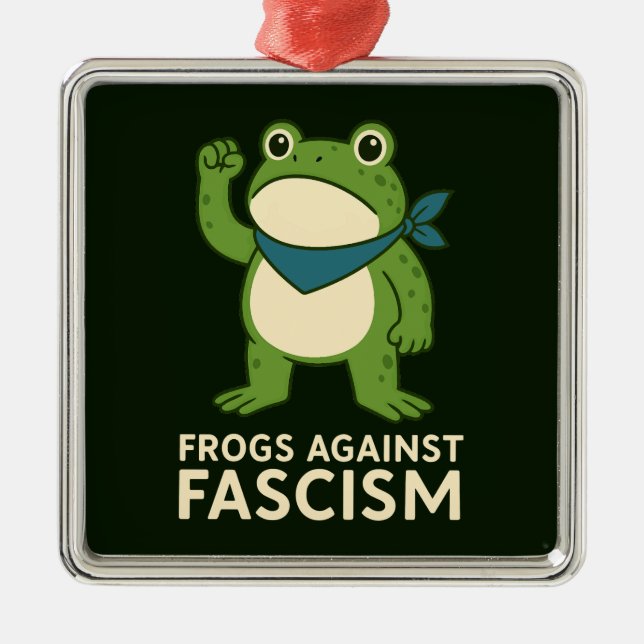Ornement Carré Argenté Frogs Against Fascism Portland Frog Protest (Devant)