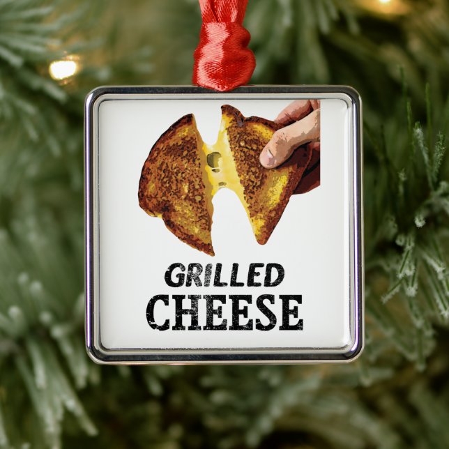 Ornement Carré Argenté Fromage grillé (Arbre)