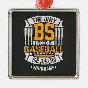 Ornement Carré Argenté Funny Baseball Sarcasme