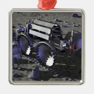 Ornement Carré Argenté Futures missions 10 d'exploration d'espace