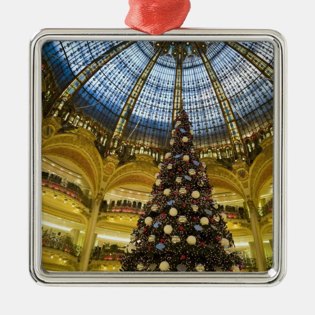 Ornement Carré Argenté Galeries La Fayette à Noël, Paris, France (Devant)