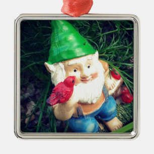 Ornement Carré Argenté Garden Gnome dans ma chamomile#inmygarden