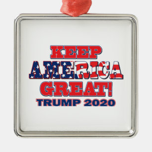Ornement Carré Argenté Garder l'Amérique grand Trump 2020