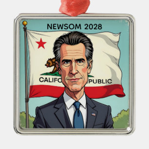 Ornement Carré Argenté Gavin Newsom pour les célébrations du président