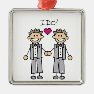 Ornement Carré Argenté Gay Mariage Groom