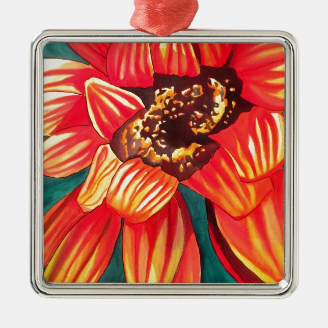 Ornement Carré Argenté Gazania desert flower art par Sacha Grossel (Devant)