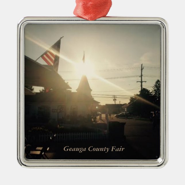 Ornement Carré Argenté Geauga County Fair, Ohio Holiday Card (Devant)