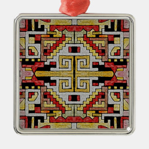 Ornement Carré Argenté Géométhorique Tribal/Motif ethnique