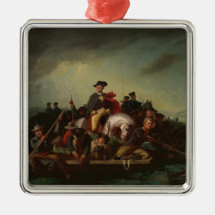 Ornement Carré Argenté George Washington traversant la rivière Delaware