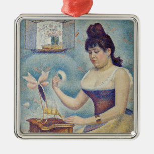 Ornement Carré Argenté Georges Seurat - Jeune Femme se Poudrant