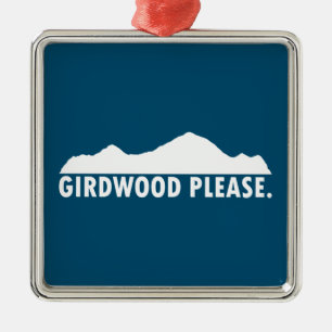Ornement Carré Argenté Girdwood Alaska S'il vous plaît