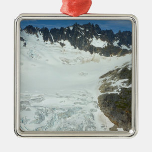 Ornement Carré Argenté Glacier de l'Alaska