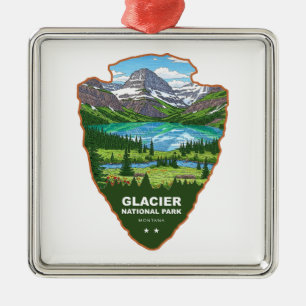 Ornement Carré Argenté Glacier National Park Montana Tête de flèche