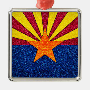 Ornement Carré Argenté Glitter Arizona