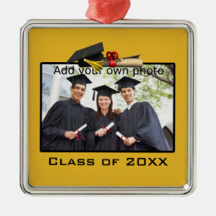 Ornement Carré Argenté Gold Add your Photo / Year Graduation