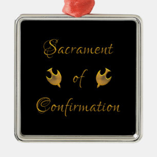 Ornement Carré Argenté Golden Sacrament of Eucharist Host and Chalice