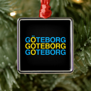 Ornement Carré Argenté GOTEBORG Swedish Flag