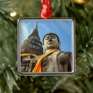 Ornement Carré Argenté Grand Bouddha en Ayutthaya, Thaïlande