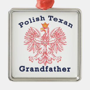 Ornement Carré Argenté Grand-père de l'aigle texan polonais