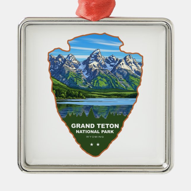 Ornement Carré Argenté Grand Teton National Park Wyoming Arrowhead (Devant)