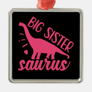 Ornement Carré Argenté Grande soeur Saurus en rose